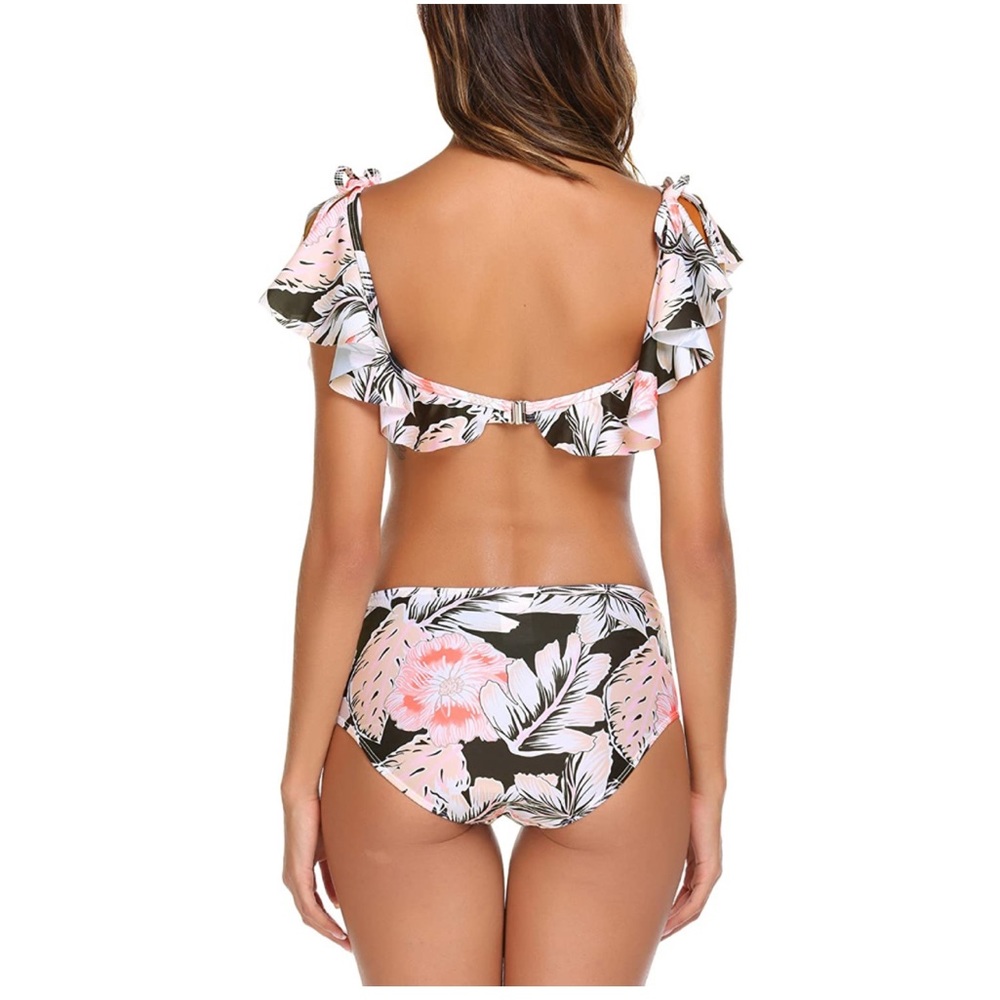 High Waisted Tummy Control Bandau Ruffle Bikini - Picture 7 of 13